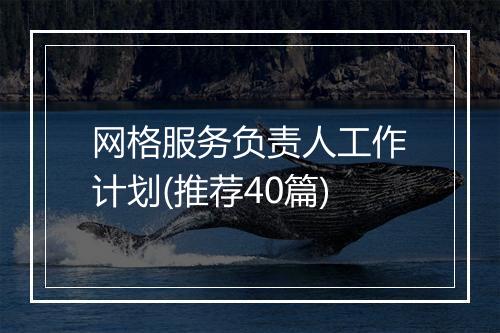 网格服务负责人工作计划(推荐40篇)