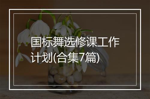 国标舞选修课工作计划(合集7篇)