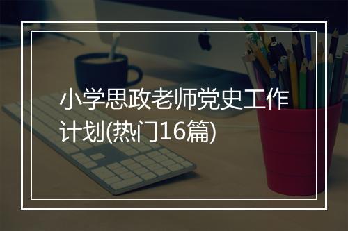 小学思政老师党史工作计划(热门16篇)