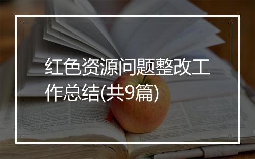 红色资源问题整改工作总结(共9篇)