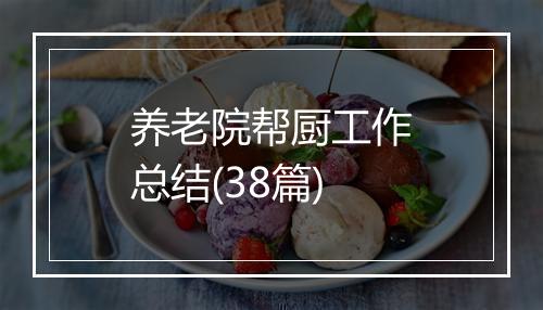 养老院帮厨工作总结(38篇)