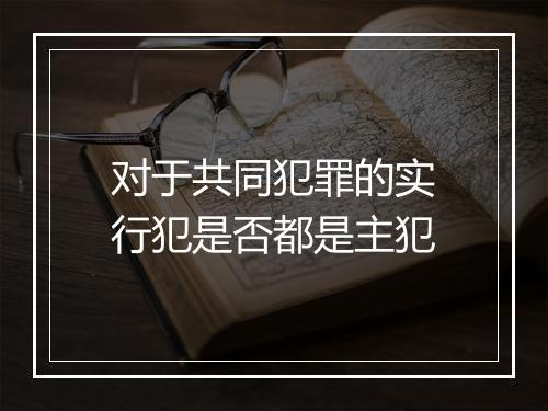 对于共同犯罪的实行犯是否都是主犯