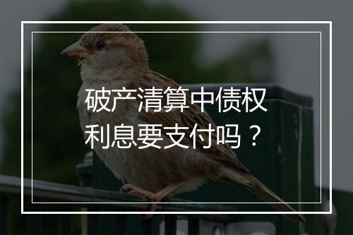 破产清算中债权利息要支付吗?