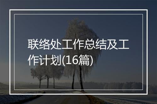 联络处工作总结及工作计划(16篇)
