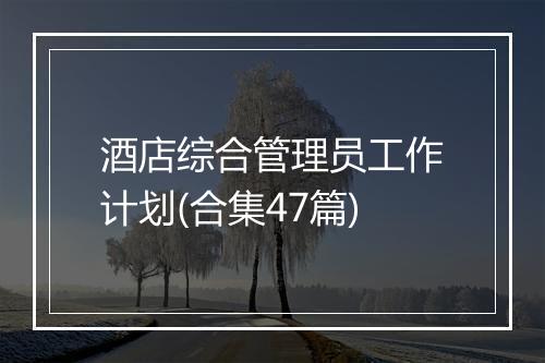 酒店综合管理员工作计划(合集47篇)