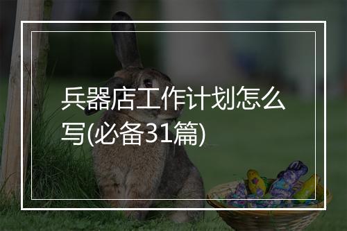 兵器店工作计划怎么写(必备31篇)