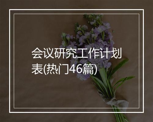 会议研究工作计划表(热门46篇)