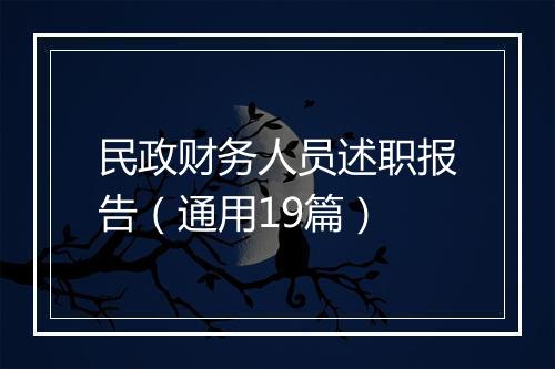 民政财务人员述职报告(通用19篇)