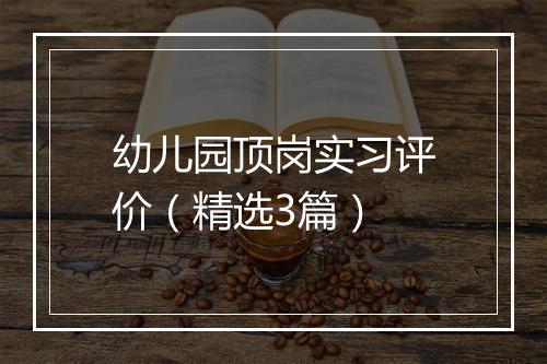 幼儿园顶岗实习评价(精选3篇)