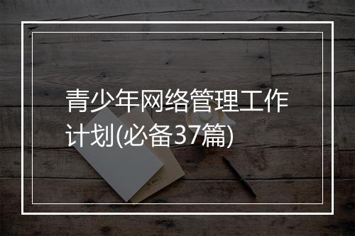 青少年网络管理工作计划(必备37篇)