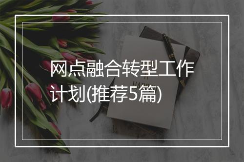 网点融合转型工作计划(推荐5篇)