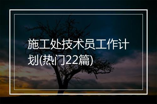 施工处技术员工作计划(热门22篇)