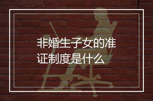 非婚生子女的准证制度是什么
