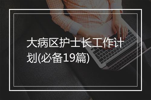 大病区护士长工作计划(必备19篇)
