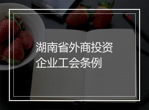 湖南省外商投资企业工会条例