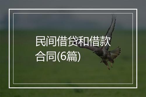 民间借贷和借款合同(6篇)