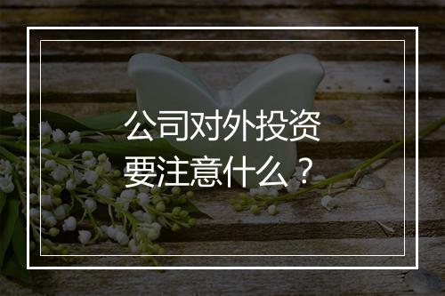 公司对外投资要注意什么?