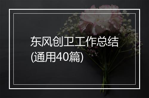 东风创卫工作总结(通用40篇)