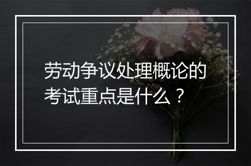 劳动争议处理概论的考试重点是什么?
