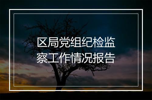 区局党组纪检监察工作情况报告