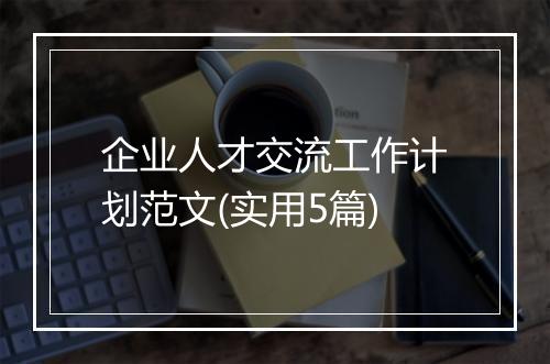 企业人才交流工作计划范文(实用5篇)
