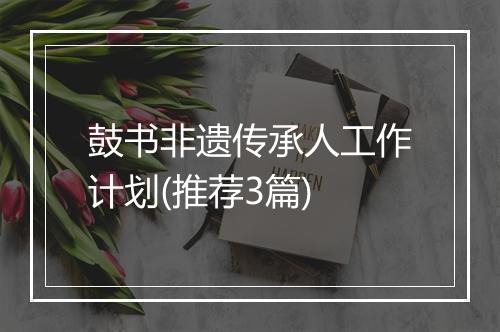 鼓书非遗传承人工作计划(推荐3篇)
