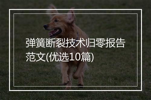 弹簧断裂技术归零报告范文(优选10篇)