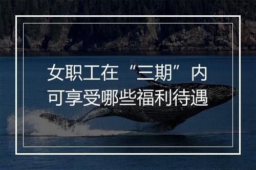 女职工在“三期”内可享受哪些福利待遇