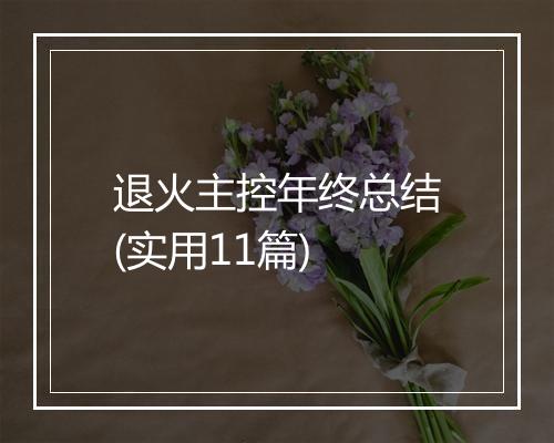 退火主控年终总结(实用11篇)
