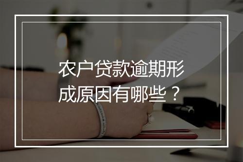 农户贷款逾期形成原因有哪些?