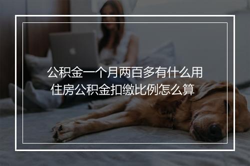 公积金一个月两百多有什么用 住房公积金扣缴比例怎么算
