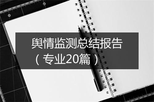舆情监测总结报告(专业20篇)