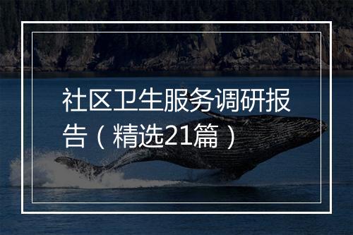 社区卫生服务调研报告(精选21篇)