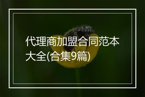 代理商加盟合同范本大全(合集9篇)