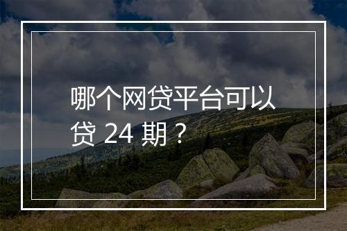 哪个网贷平台可以贷 24 期?