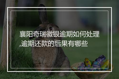 襄阳奇瑞徽银逾期如何处理,逾期还款的后果有哪些