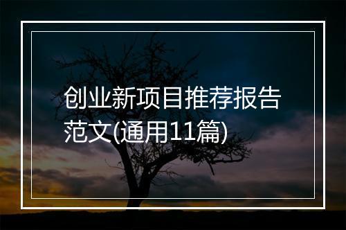 创业新项目推荐报告范文(通用11篇)