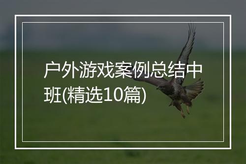 户外游戏案例总结中班(精选10篇)