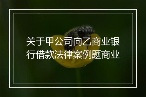 关于甲公司向乙商业银行借款法律案例题商业