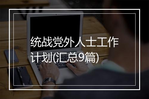 统战党外人士工作计划(汇总9篇)