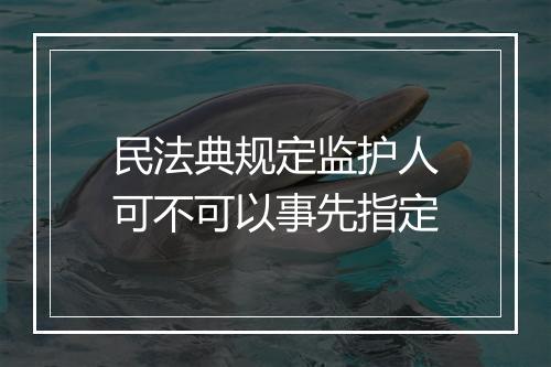 民法典规定监护人可不可以事先指定