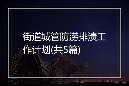 街道城管防涝排渍工作计划(共5篇)
