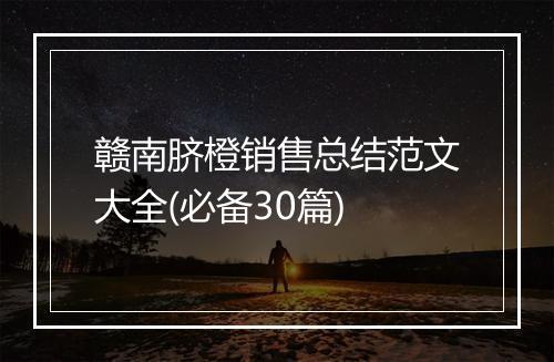 赣南脐橙销售总结范文大全(必备30篇)