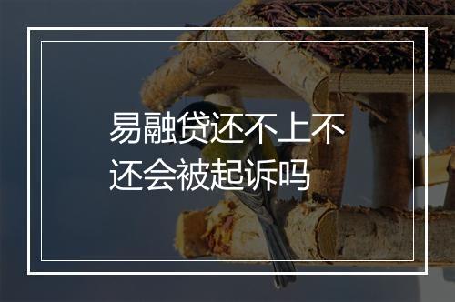 易融贷还不上不还会被起诉吗