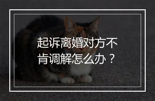 起诉离婚对方不肯调解怎么办?