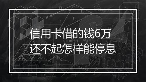 信用卡借的钱6万还不起怎样能停息