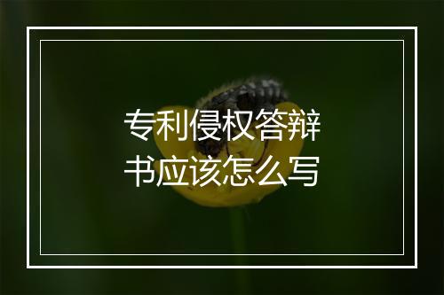 专利侵权答辩书应该怎么写