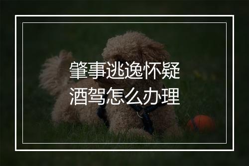 肇事逃逸怀疑酒驾怎么办理