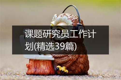 课题研究员工作计划(精选39篇)