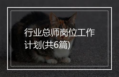 行业总师岗位工作计划(共6篇)